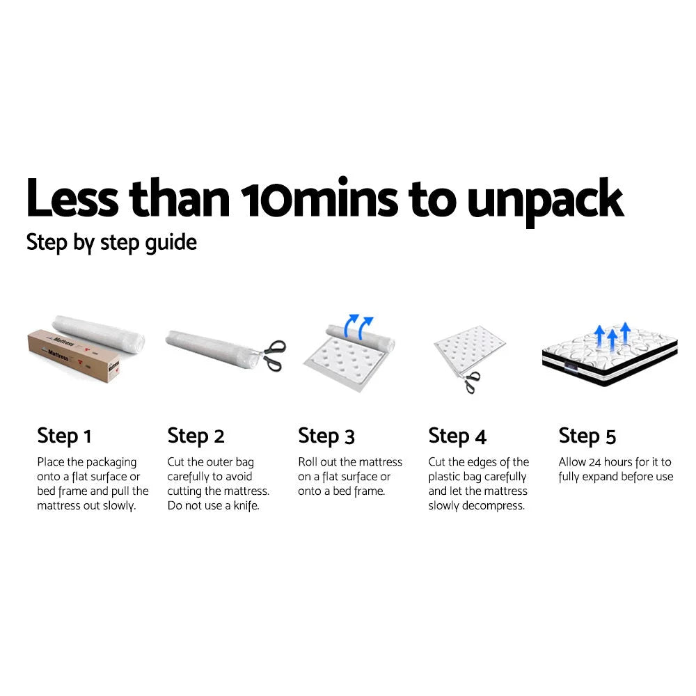 Mattress Bedding Euro Top 34cm Pocket Spring - Super King