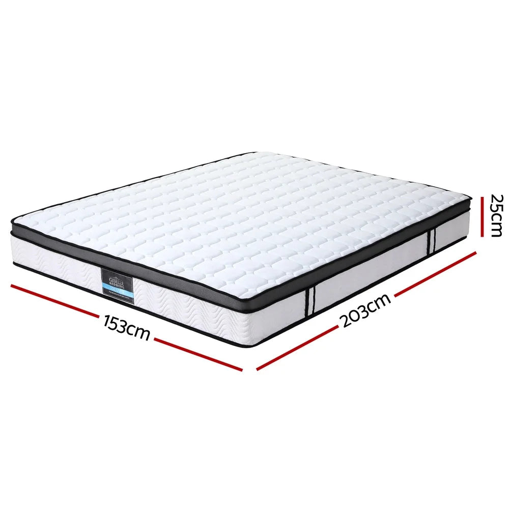 Foam 25cm mattress with pocket spring construction and fabric cover