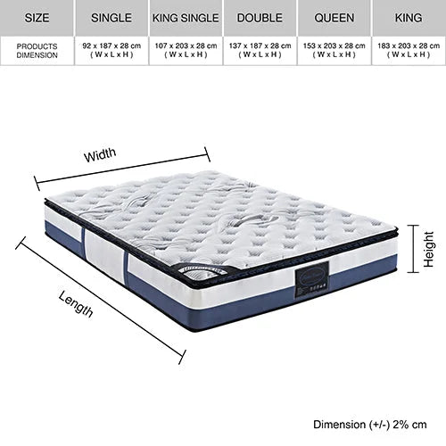 Mattress King Single Size Latex Pillow Top Pocket Spring