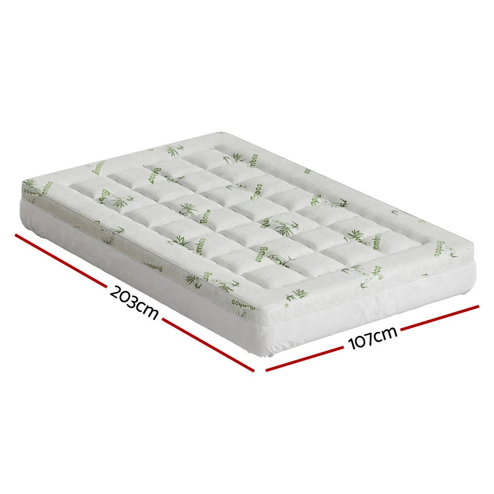 Bamboo 5cm mattress topper with foam layer and stitched cover