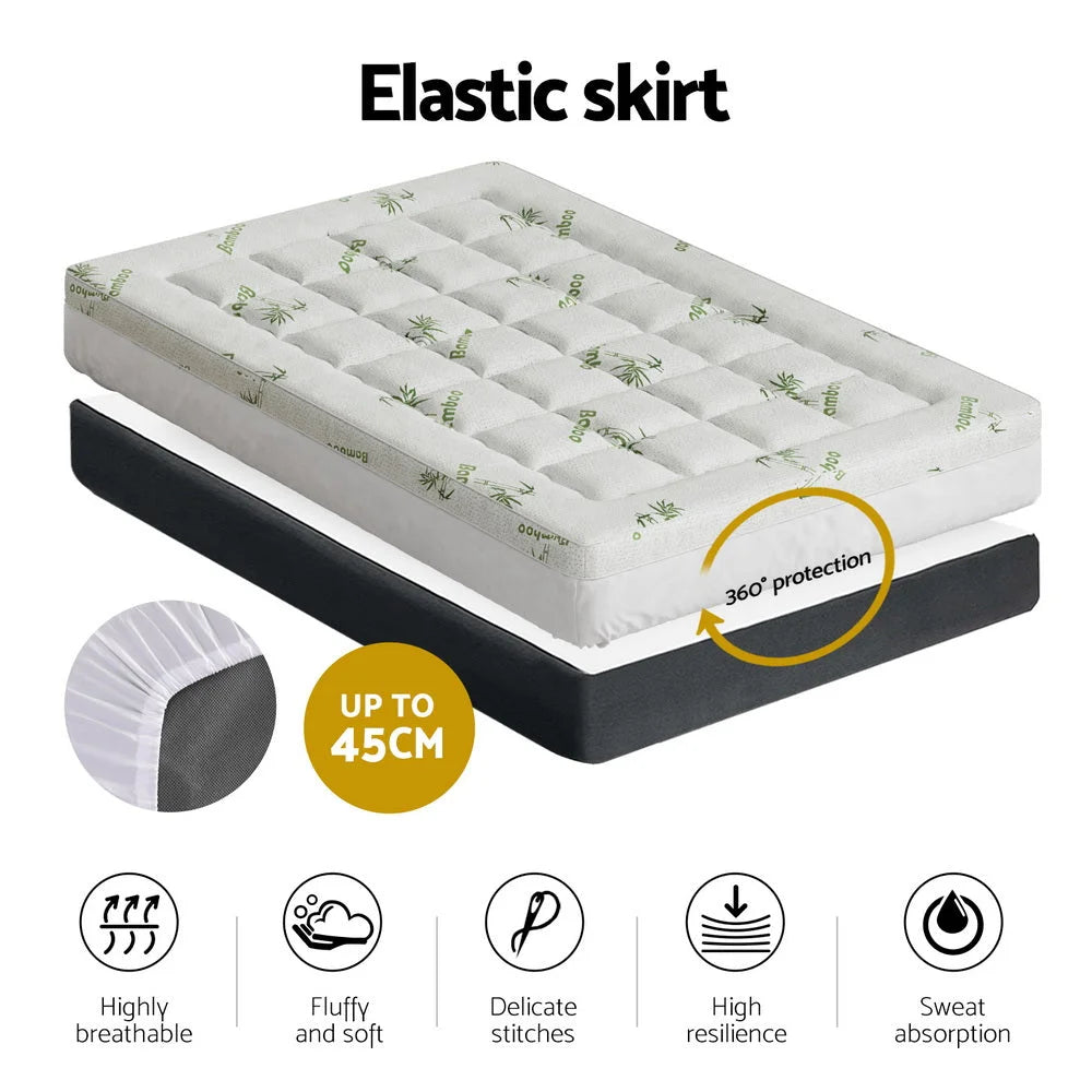 Bamboo 5cm mattress topper with cooling gel layer and cover texture