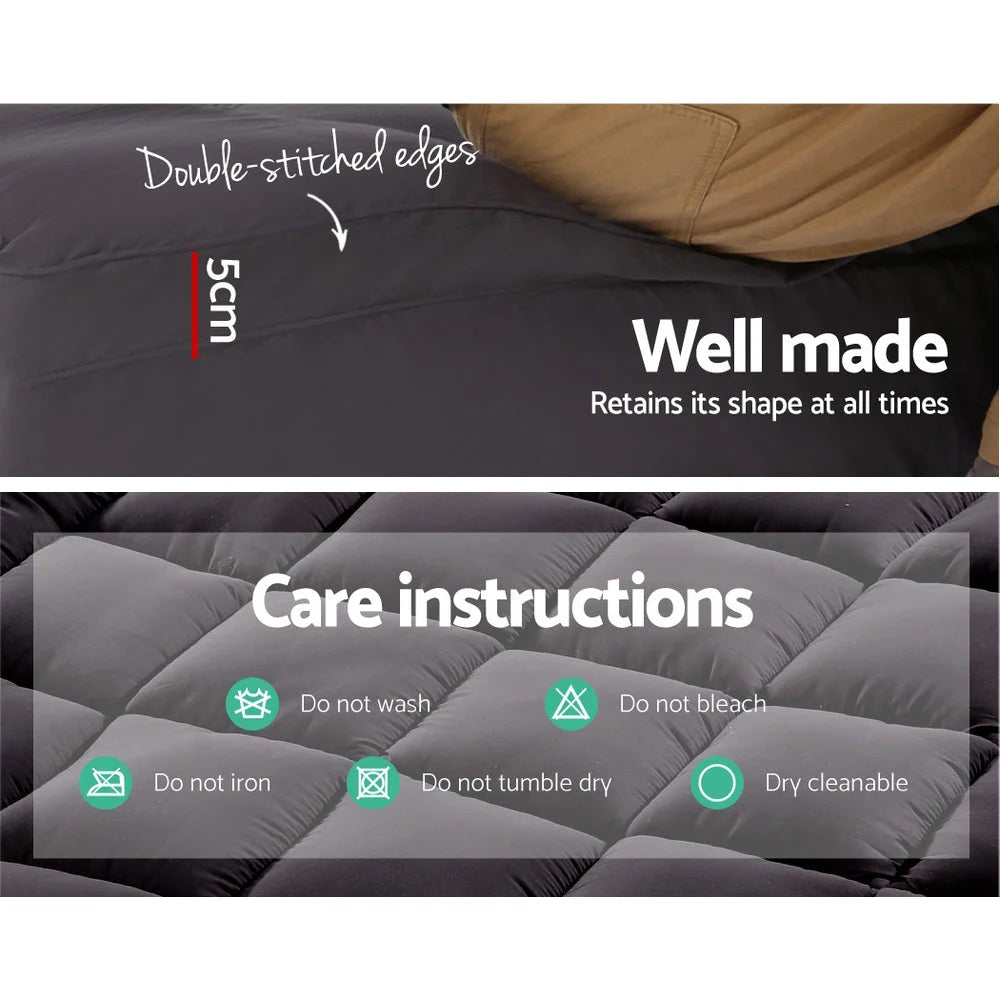 Mattress Topper Double Pillowtop 1000GSM Charcoal