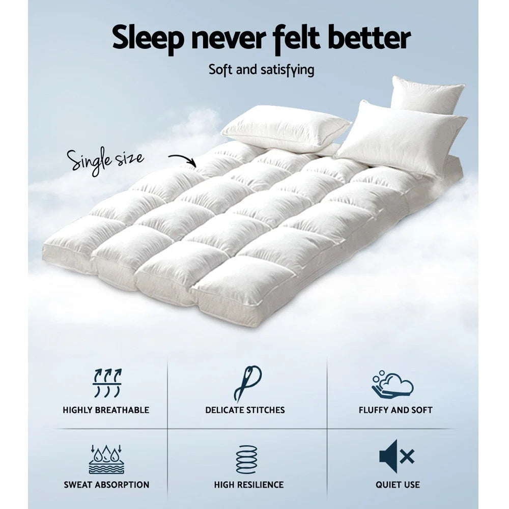 Mattress Topper Single Bamboo Fibre Pillowtop Protector