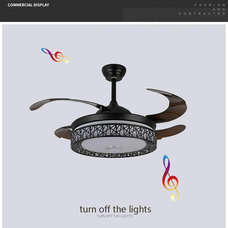 Maxkon 42 Inch Ceiling Fan with Light 3 Color MUSIC Remote