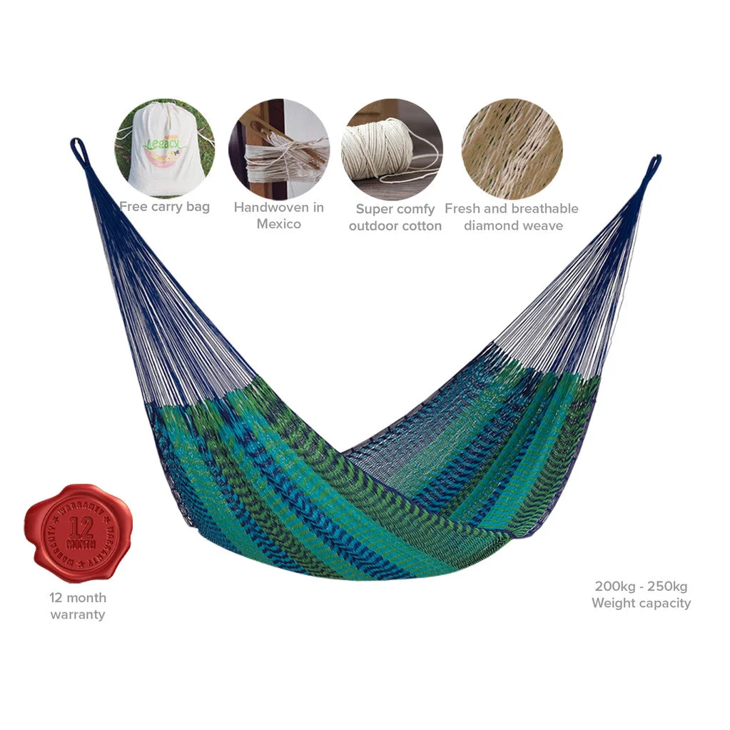 Mayan Legacy Jumbo Size Outdoor Cotton Mexican Hammock