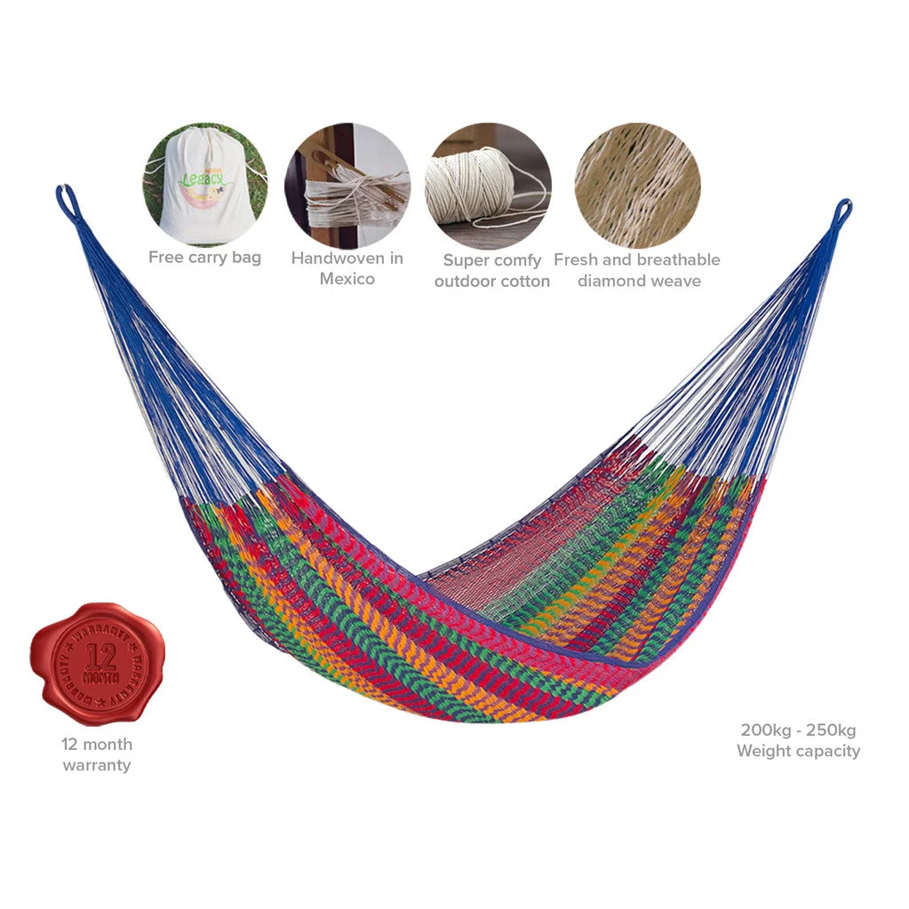 Mayan Legacy King Size Outdoor Cotton Mexican Hammock