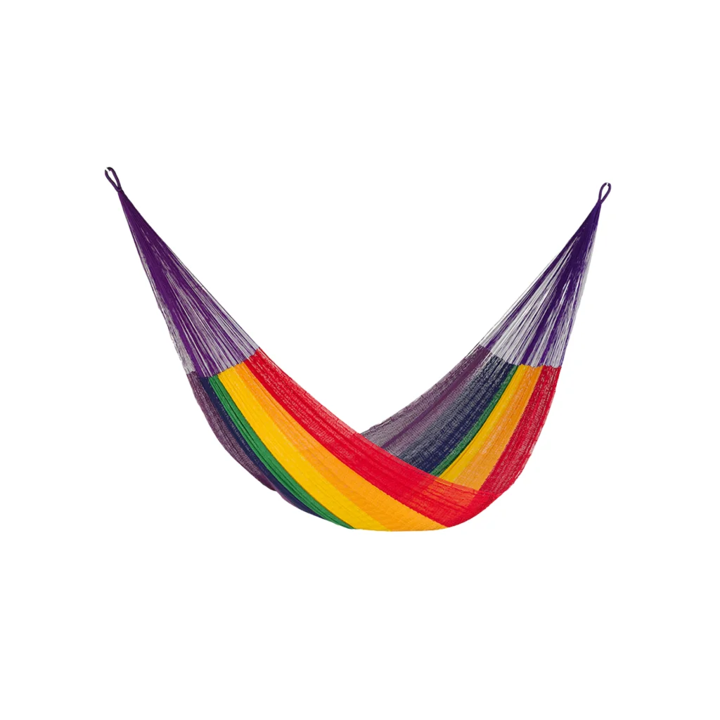 Mayan Legacy Single Size Cotton Mexican Hammock in Rainbow