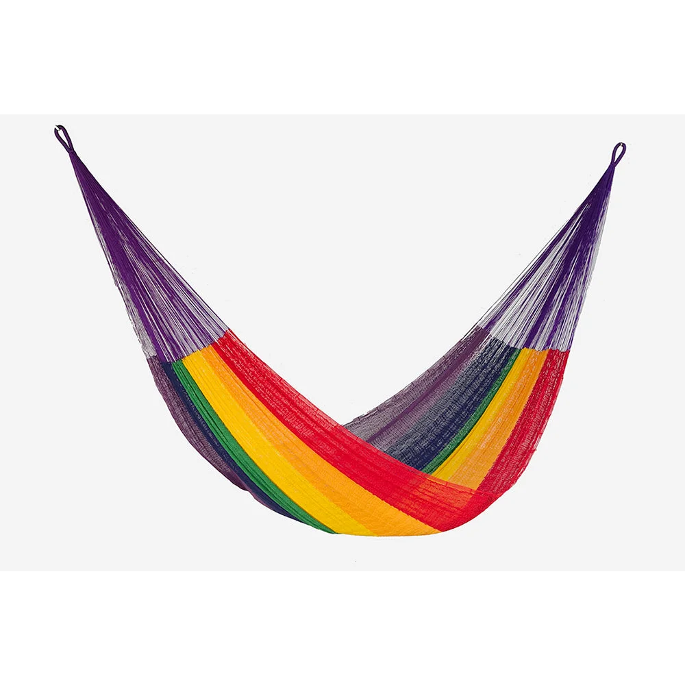 Mayan Legacy Single Size Cotton Mexican Hammock in Rainbow