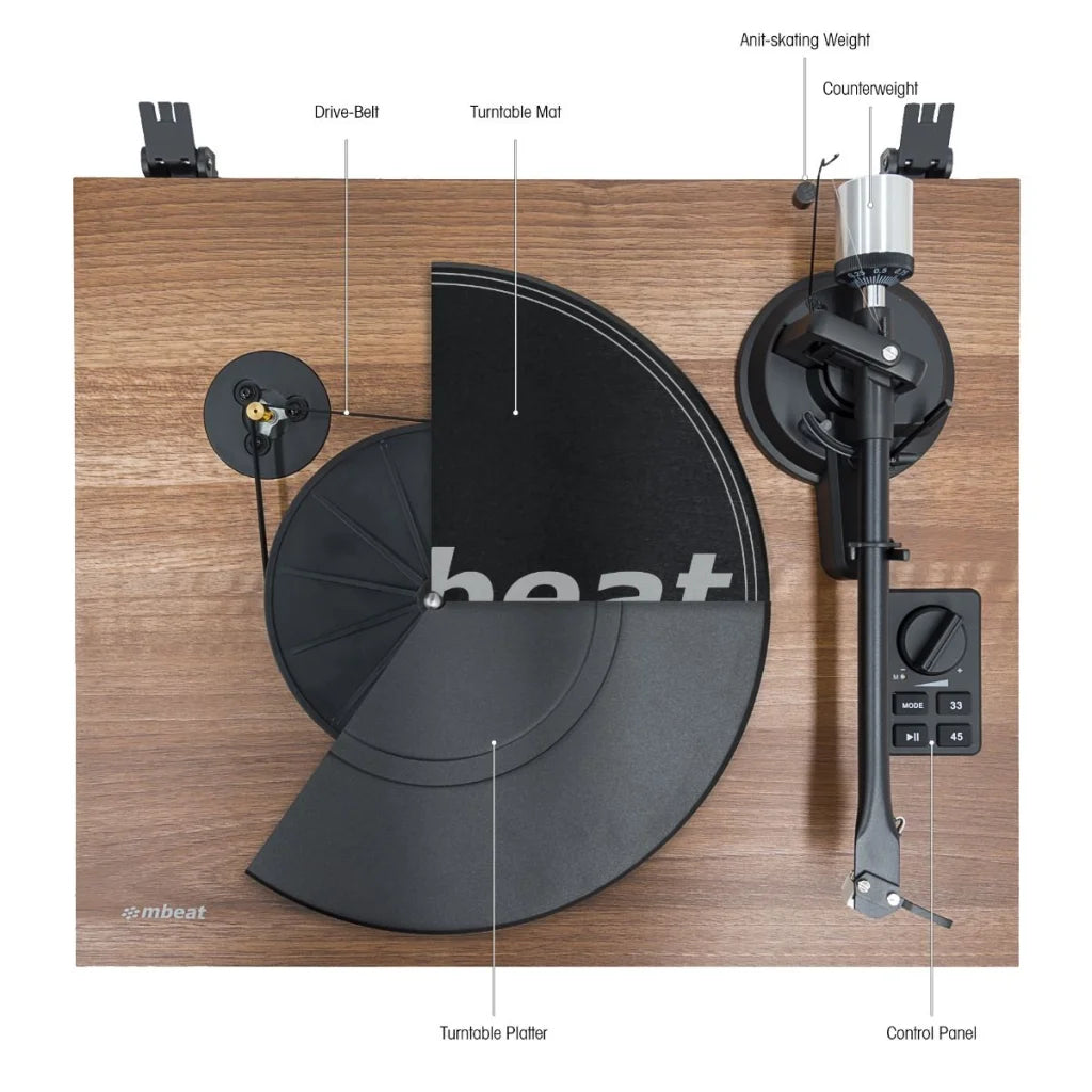 mbeat Hi-Fi Turntable with Bookshelf Speakers and Bluetooth