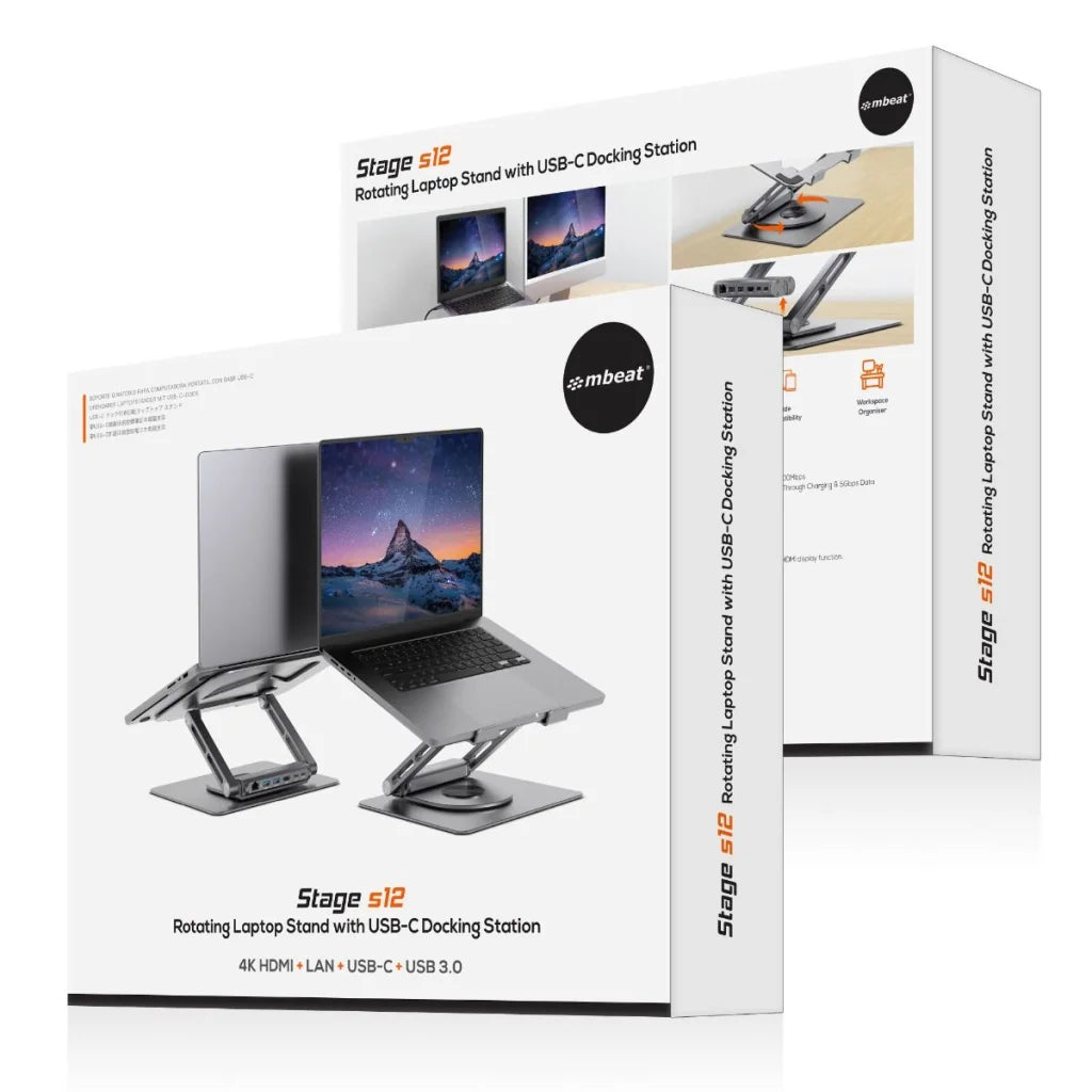 mbeat Stage S12 Rotating Laptop Stand with USB-C Docking