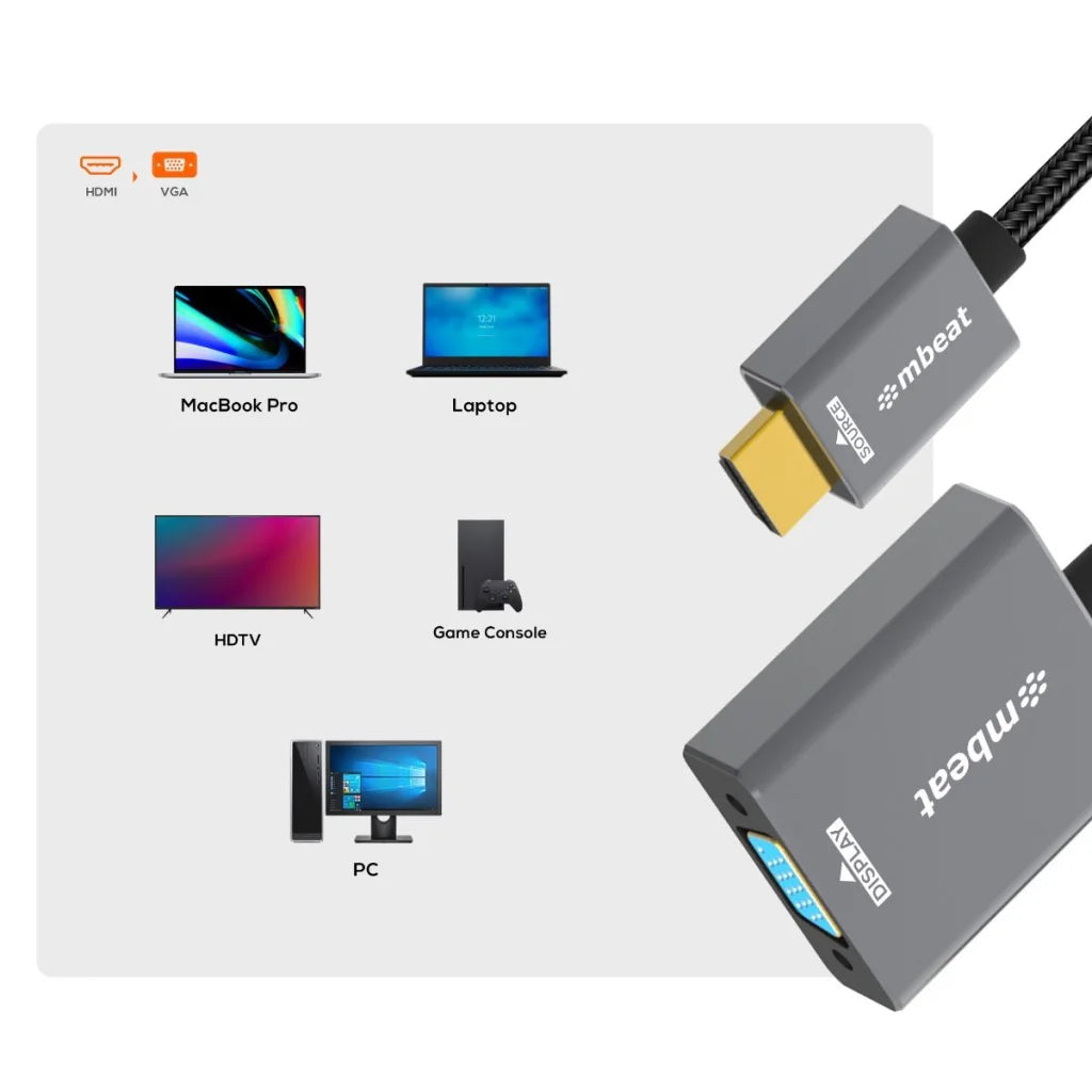 Mbeat Tough Link HDMI to VGA Adapter