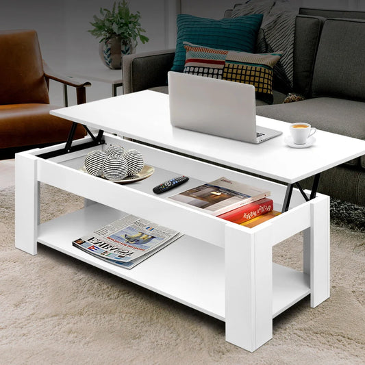 Mechanical Coffee Table Lift-Up Top - White - Living Room