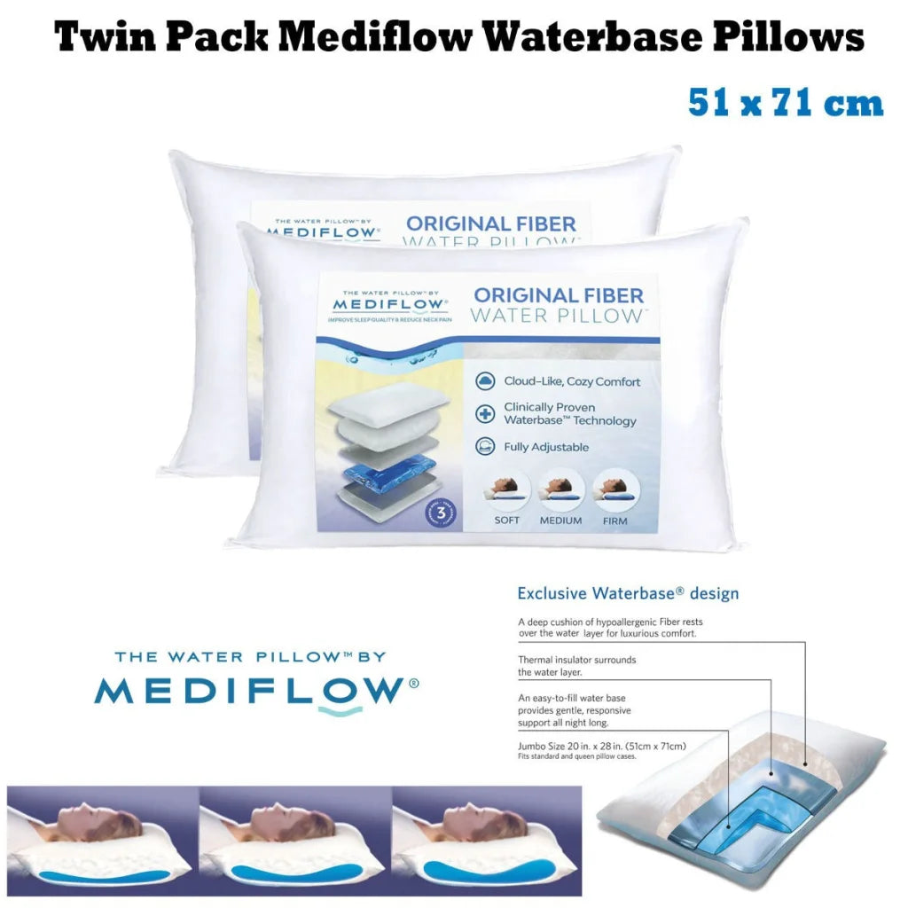 Mediflow Twin Pack Adjustable Waterbase Pillows - Home &