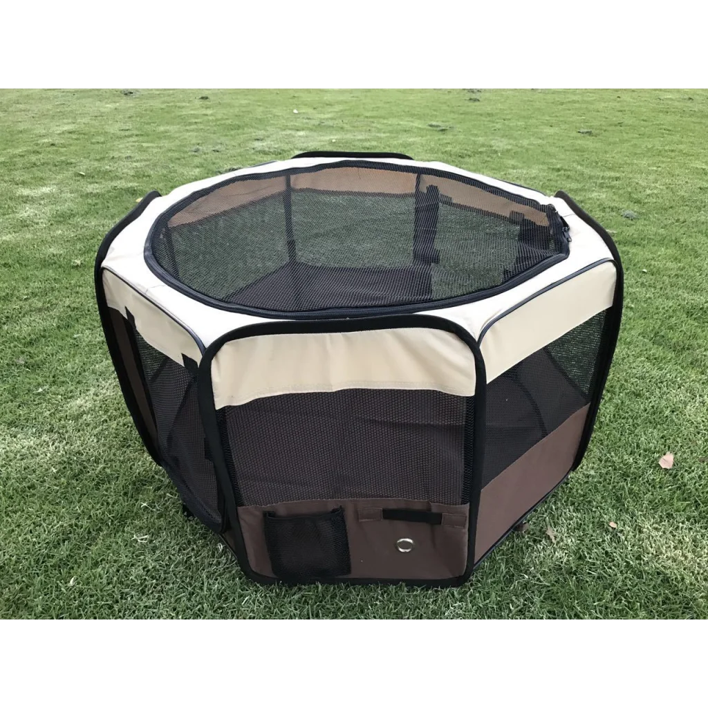Medium Pet Dog Cat Puppy Rabbit Tent Soft Playpen Brown