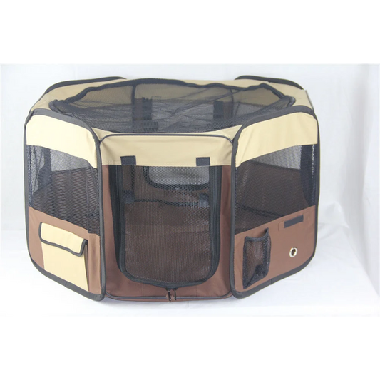 Medium Pet Dog Cat Puppy Rabbit Tent Soft Playpen Brown