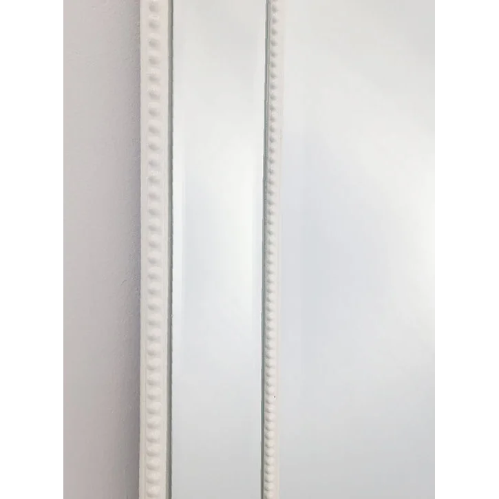 Medium White Beaded Framed Mirror - 70cm x 170cm - Home &
