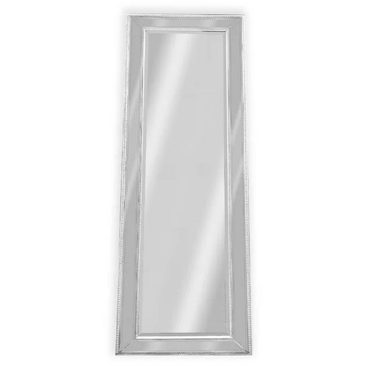 Medium White Beaded Framed Mirror - 70cm x 170cm - Home &