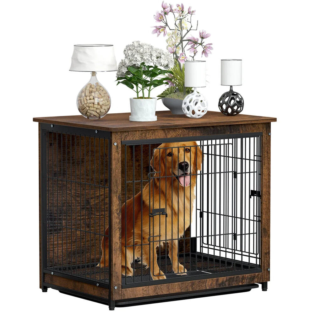 Medium Wooden Dog Crate Kennel 80.5x59x70cm End Table