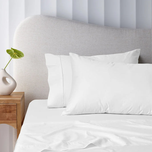 Mega/Super Sheet Set Super King 400TC White Bamboo Cotton