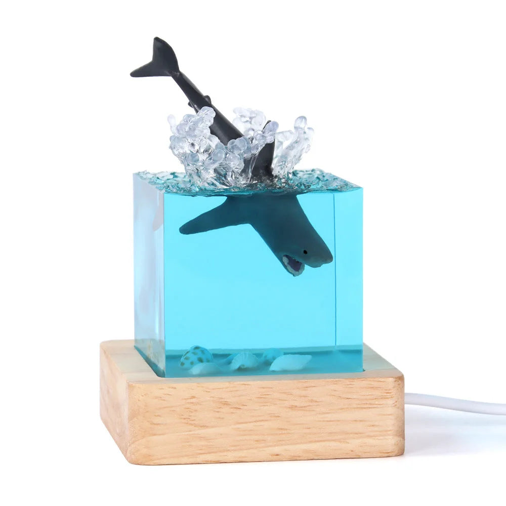 Megalodon Shark Handcrafted Ocean Resin Whale Night Light