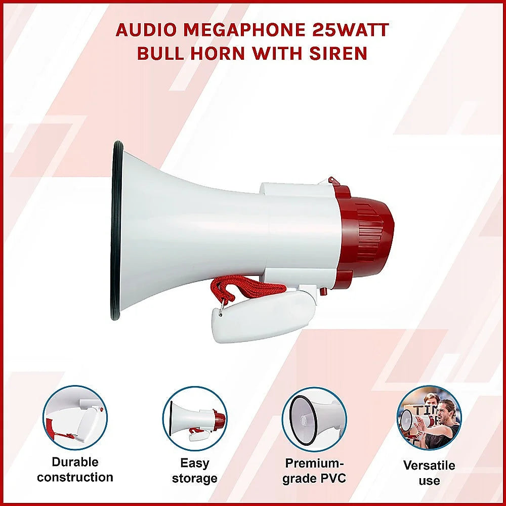 Megaphone HomeMyGardeno 25Watt Bull Horn with Siren 215
