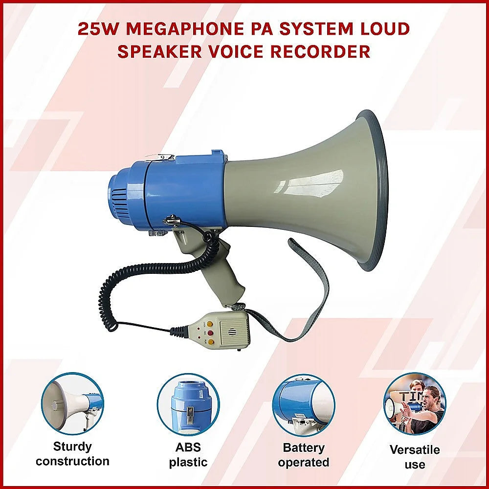Megaphone PA System 25W Loud Speaker Voice Recorder