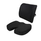 Foam memory lumbar back with caster wheels and side handle rail