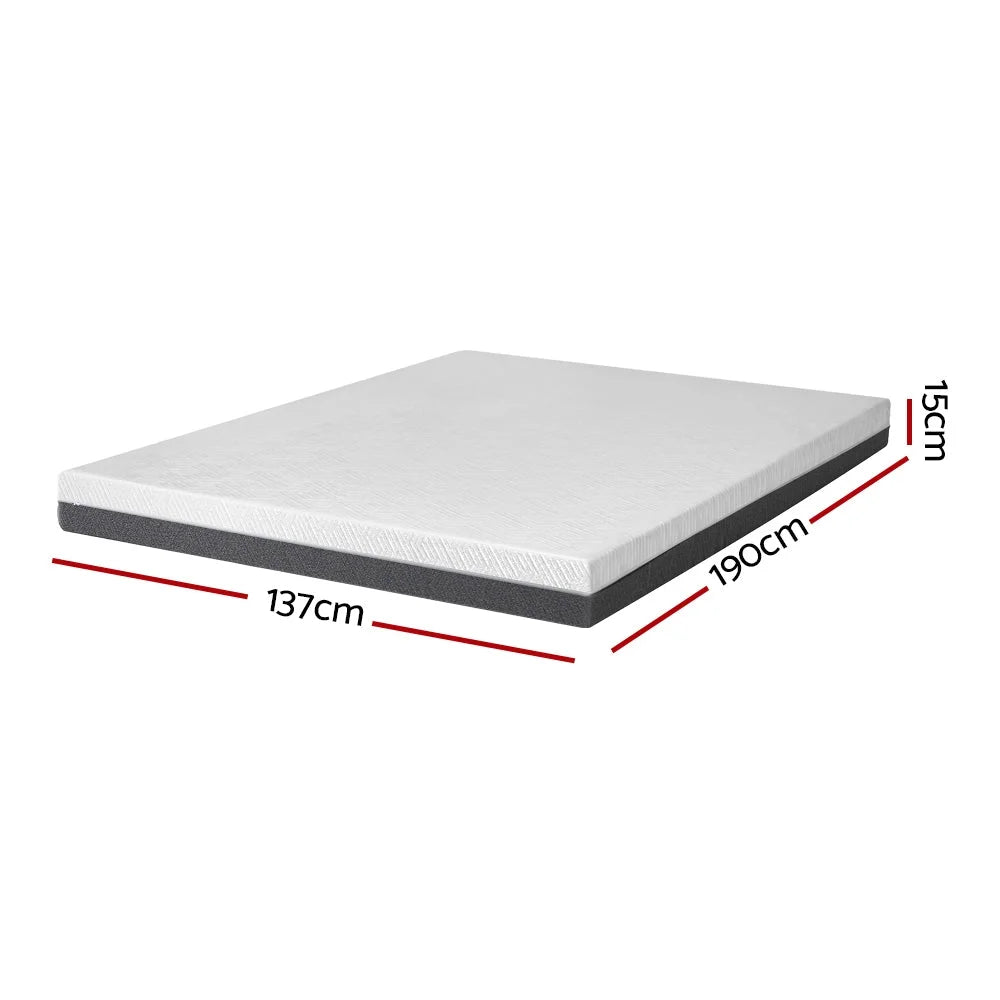 Foam 15cm mattress with rolled edge and quilted finish