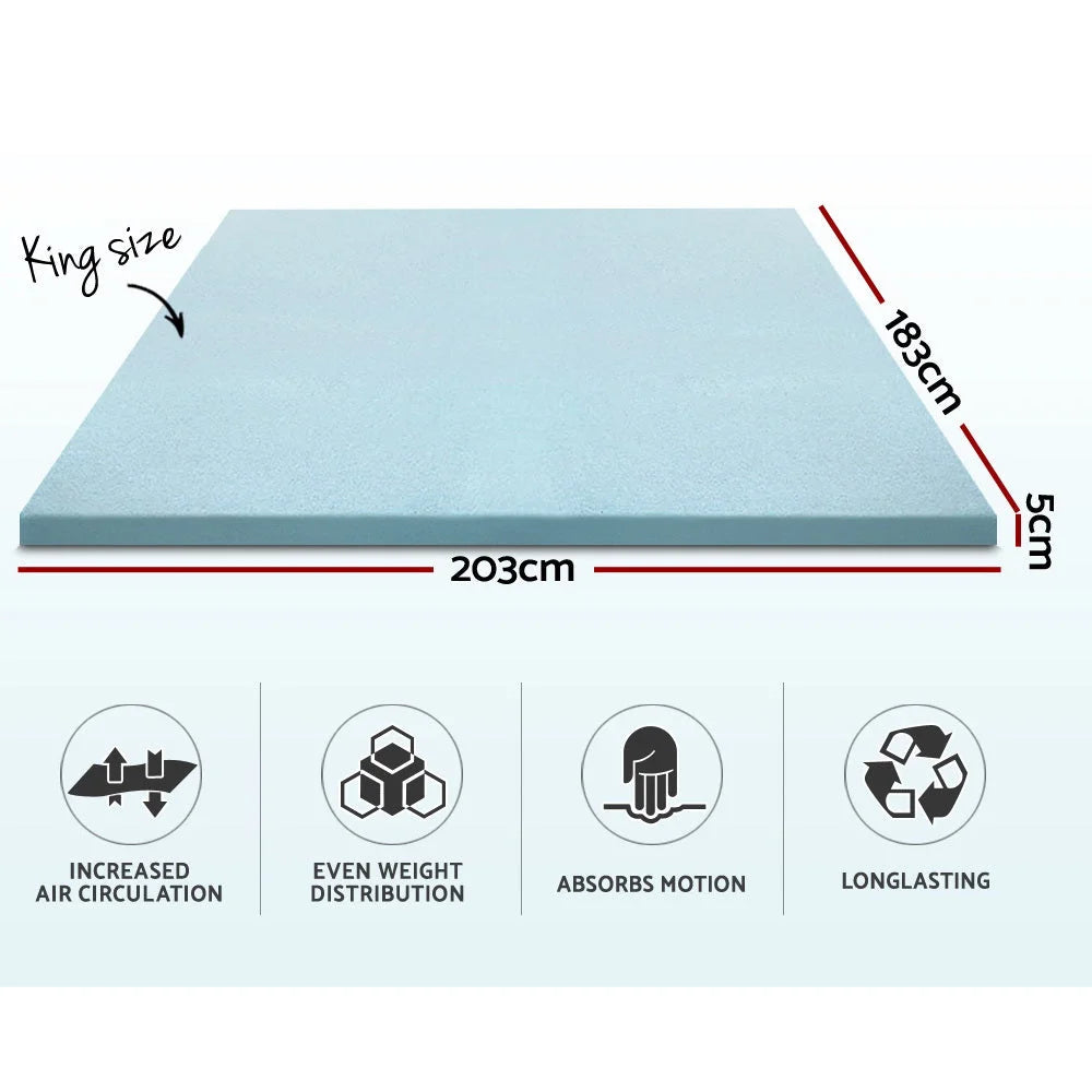 Memory Foam Mattress Topper 5 cm Cool Gel with Bamboo Cover