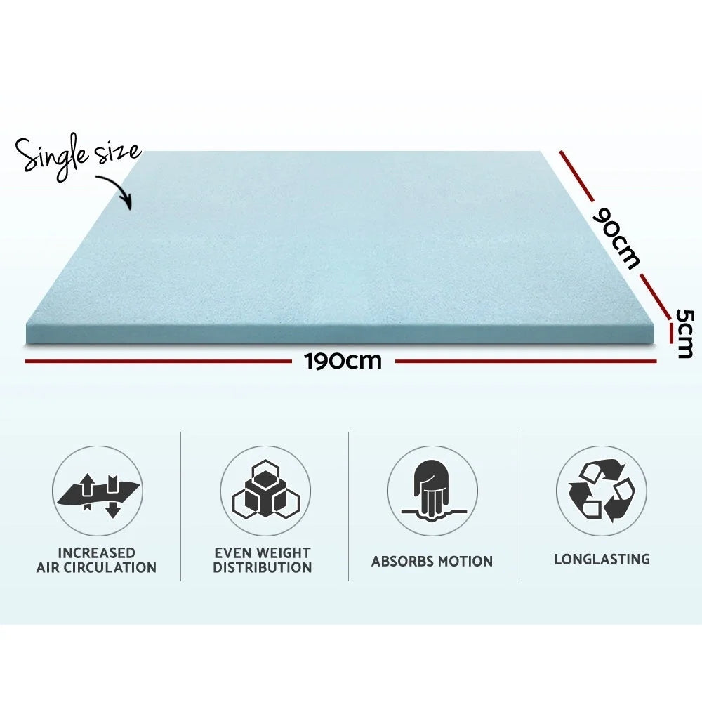 Memory Foam Mattress Topper 5 cm Cool Gel with Bamboo Cover