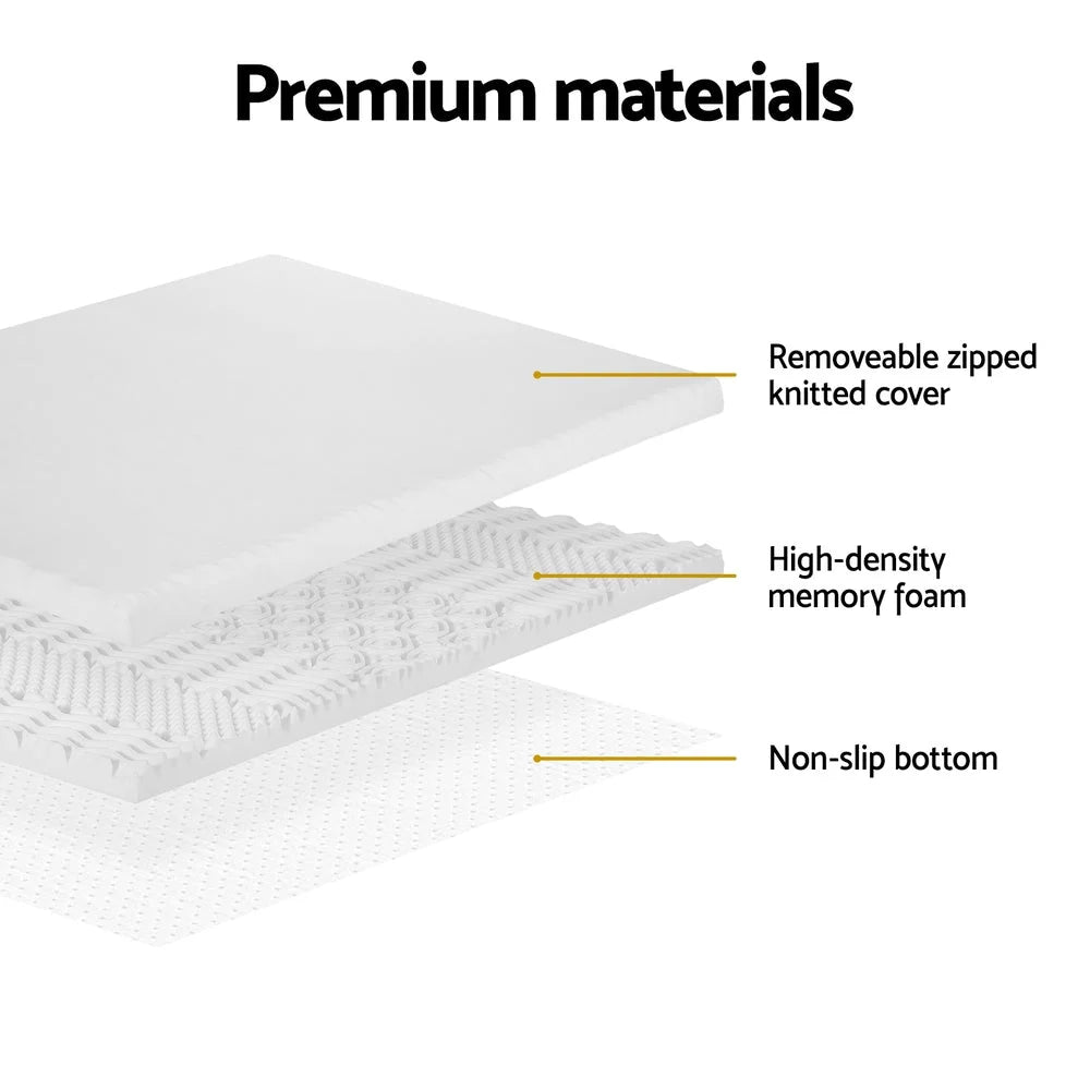 Memory Foam Mattress Topper 7-Zone Airflow Pad 8cm - King