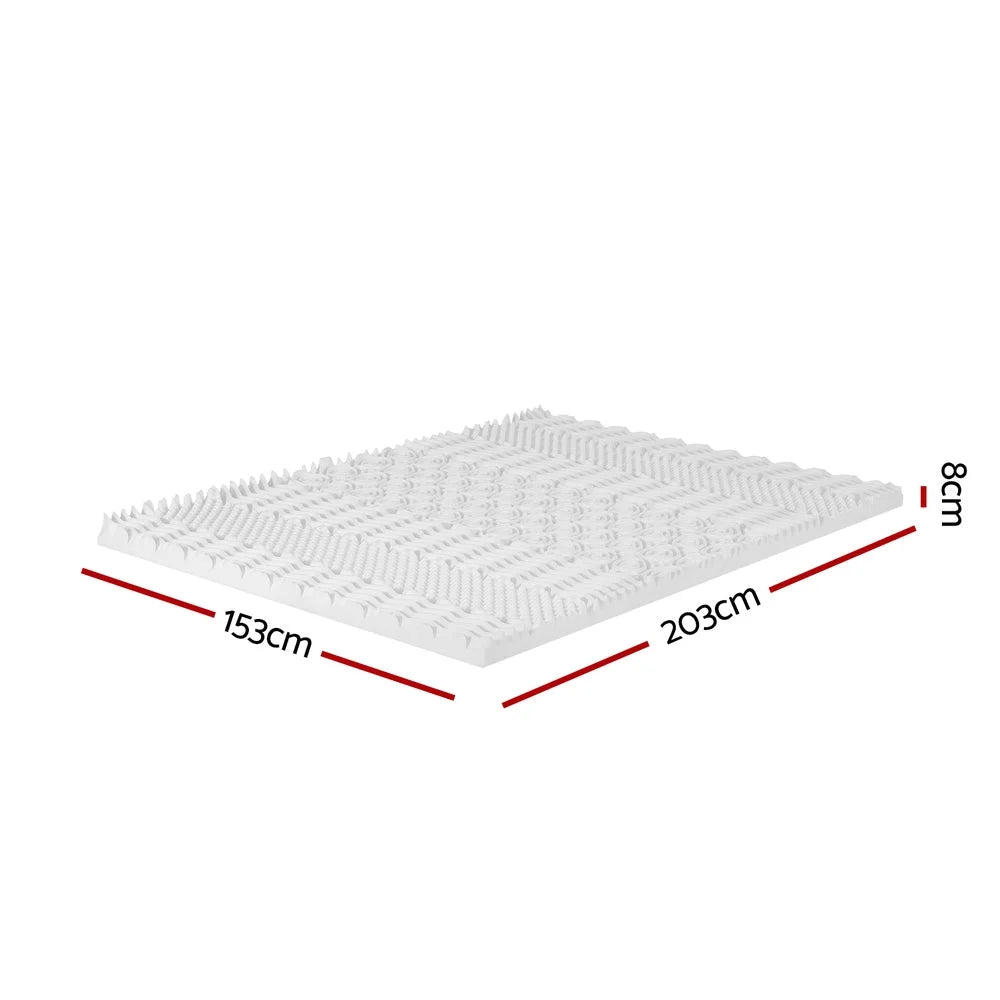 Memory Foam Mattress Topper 7-Zone Airflow Pad 8cm - Queen