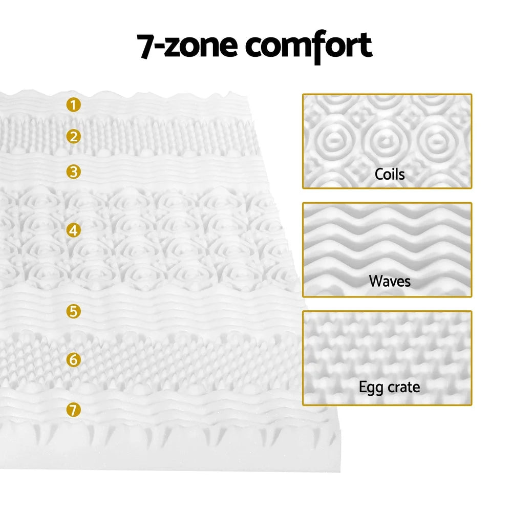 Memory Foam Mattress Topper 7-Zone Airflow Pad 8cm - Queen