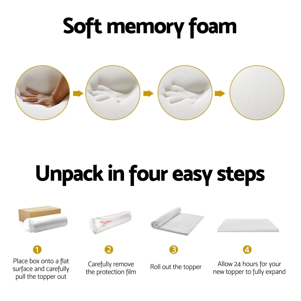 Memory Foam Mattress Topper 7-Zone Airflow Pad 8cm - Queen