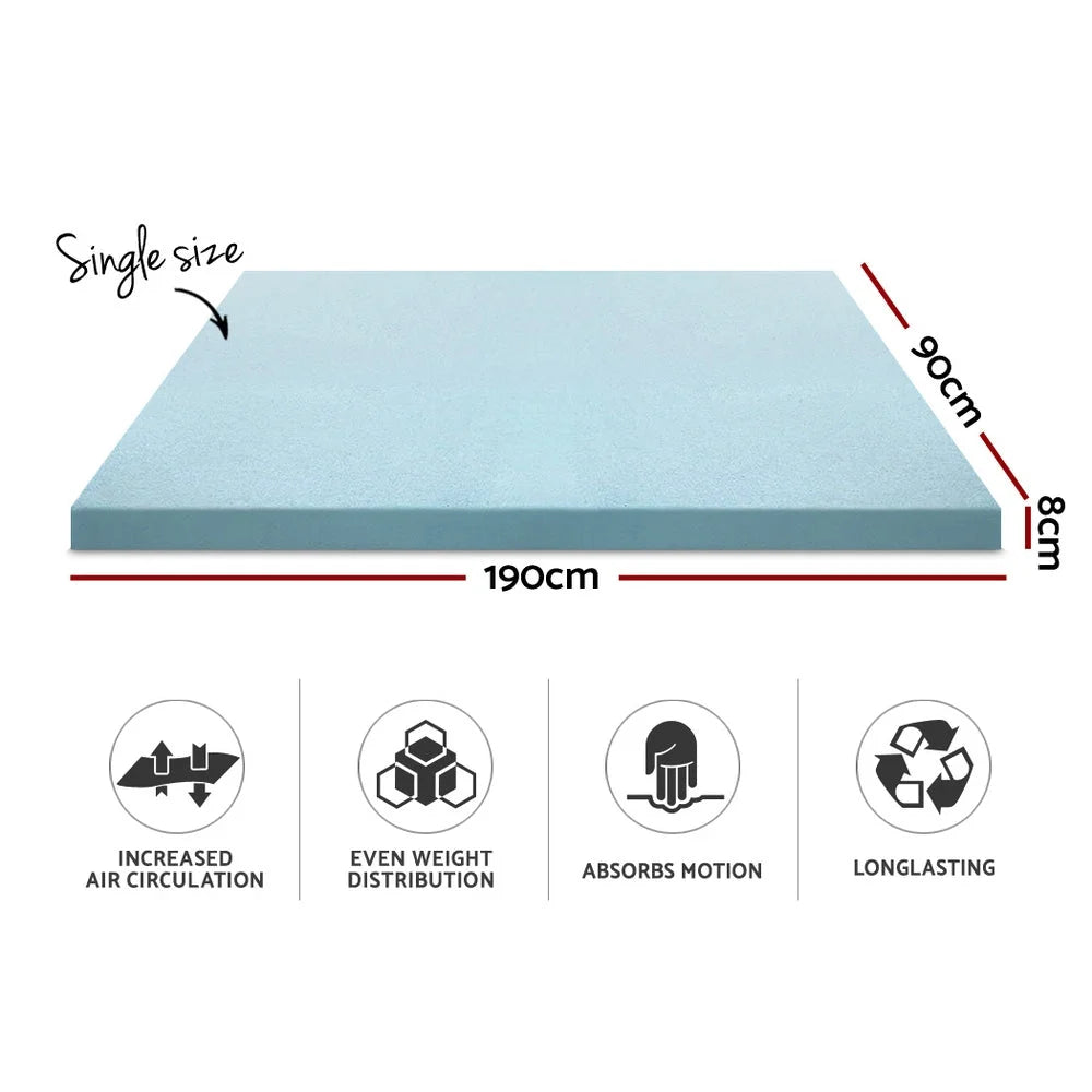 Memory Foam Mattress Topper 8 cm Cool Gel with Bamboo Cover