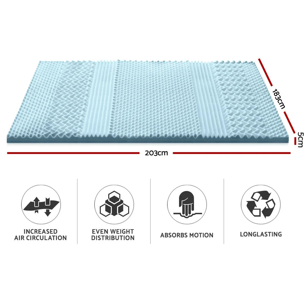Memory Foam Mattress Topper Bedding Cool Gel 7-Zone 5cm