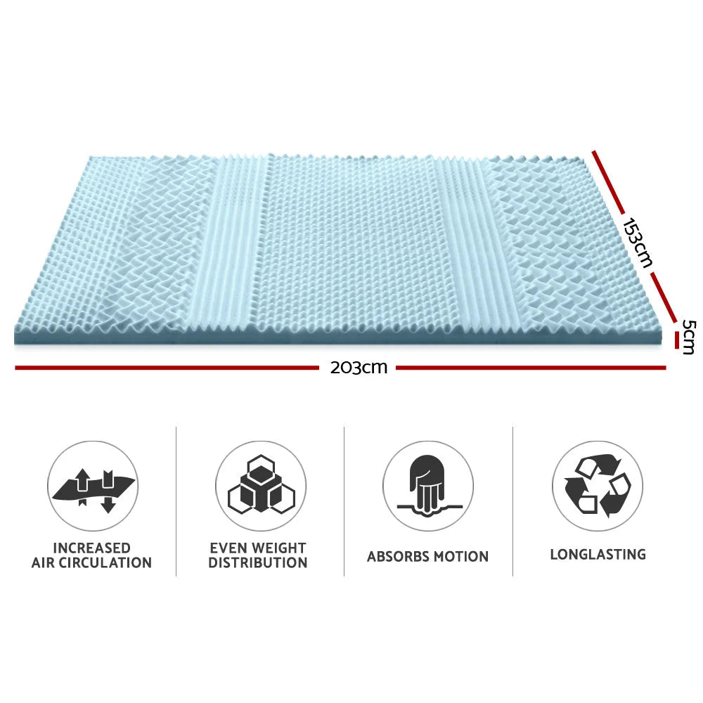 Memory Foam Mattress Topper Bedding Cool Gel 7-Zone 5cm