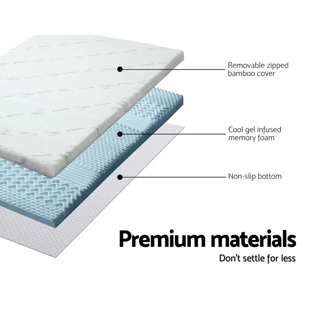 Memory Foam Mattress Topper Bedding Cool Gel 7-Zone 5cm