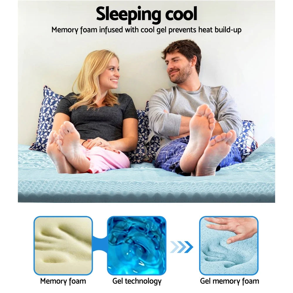 Memory Foam Mattress Topper Bedding Cool Gel 7-Zone 8cm