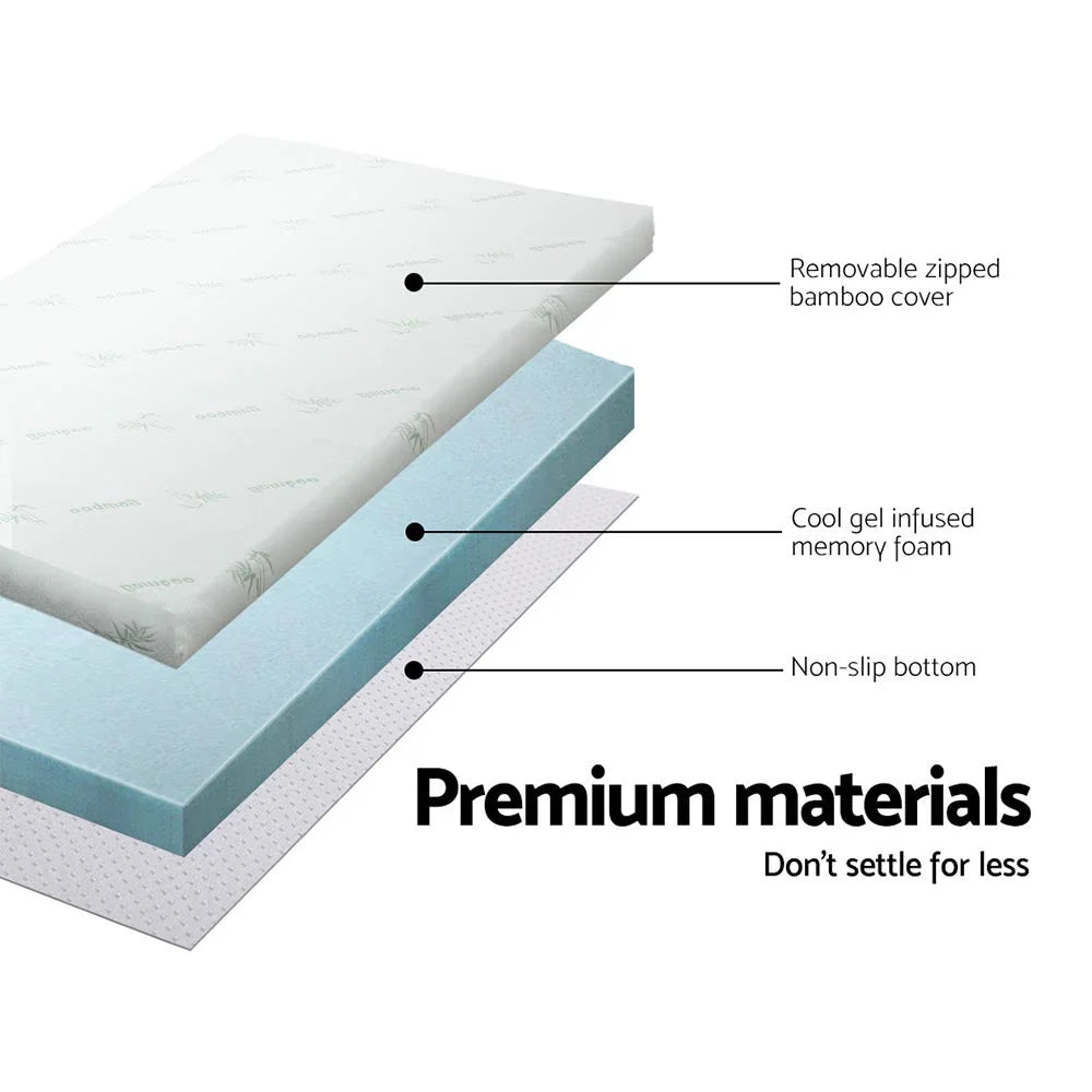 Memory Foam Mattress Topper Bedding Cool Gel with Bamboo