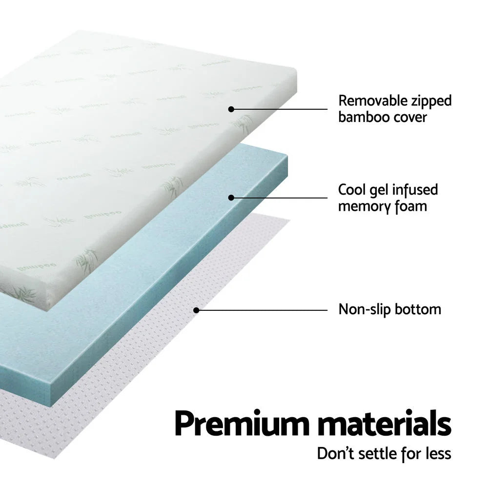 Memory Foam Mattress Topper Cool Gel Bed Mat Bamboo