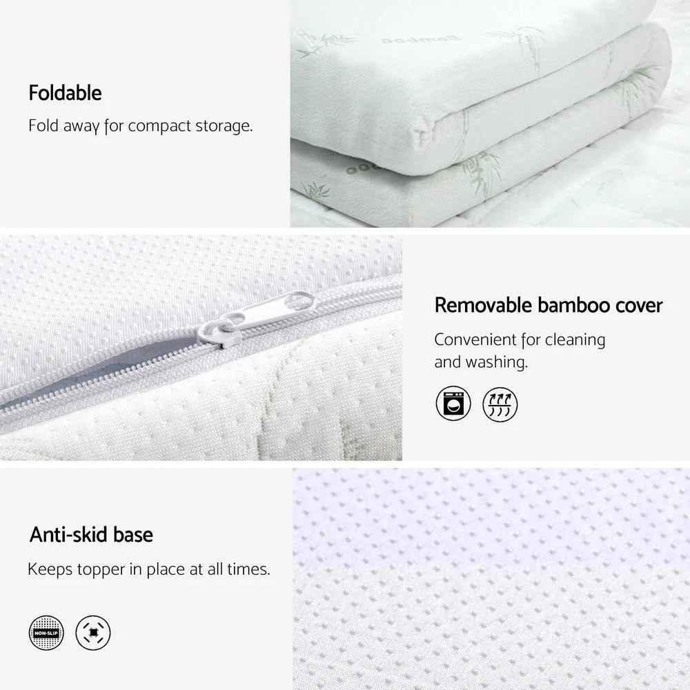 Foam Mattress Topper Cool Gel Bed Mat Bamboo 10cm Single Memory