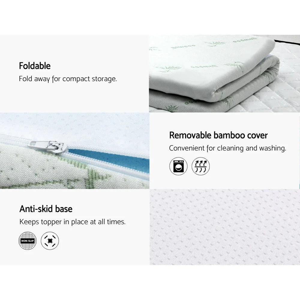 Memory Foam Mattress Topper Cool Gel with Bamboo Cover 5cm