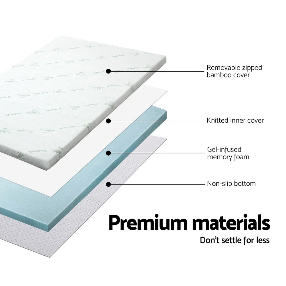 Queen cool gel memory foam bamboo cover mattress topper