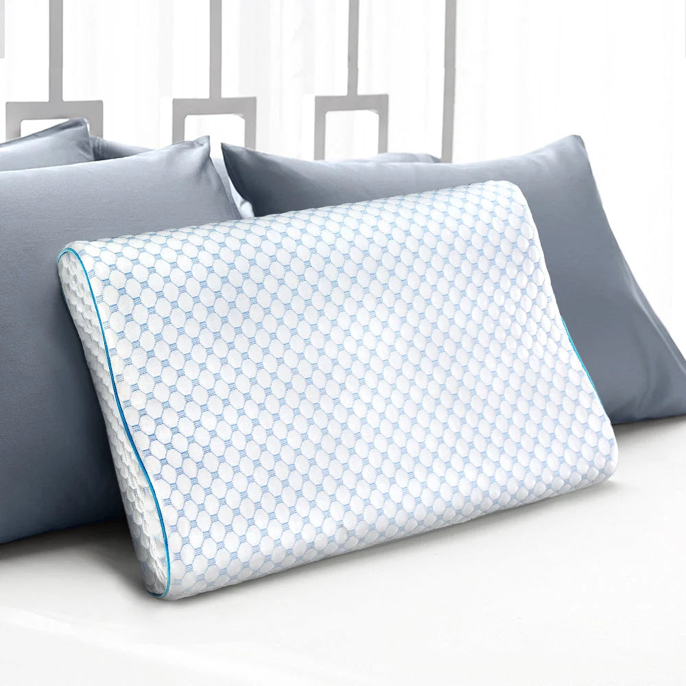 Memory foam pillow with ice silk cover contour