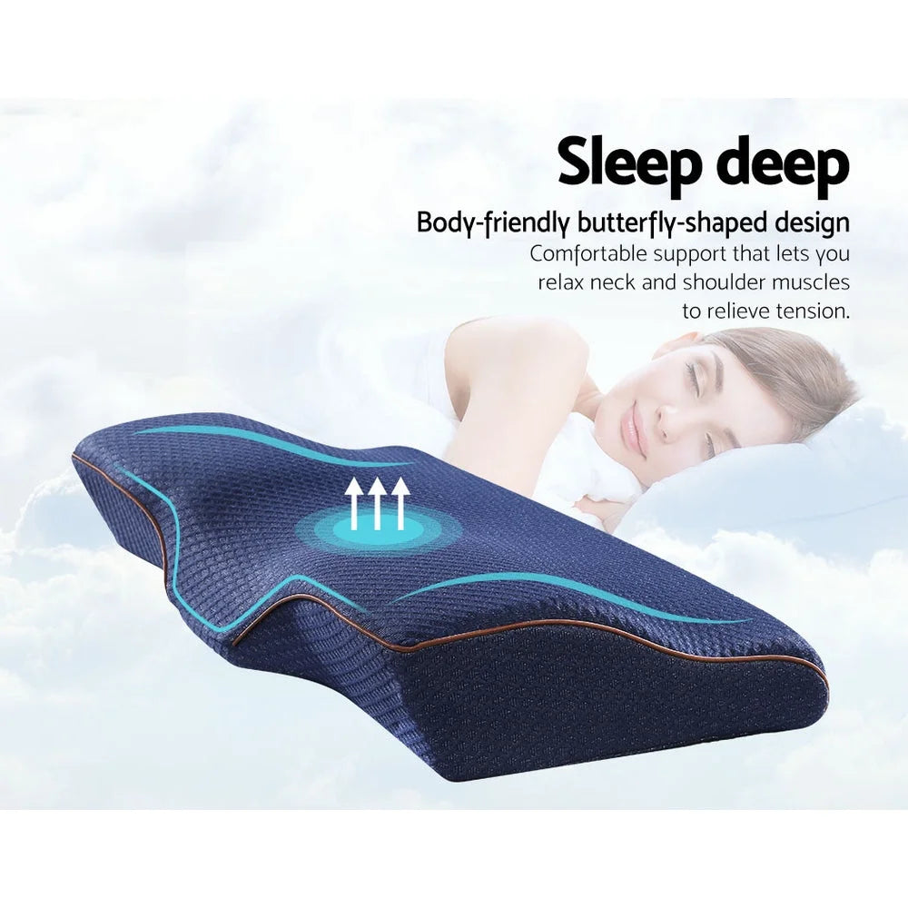 Memory foam contour pillow with curved neck shape