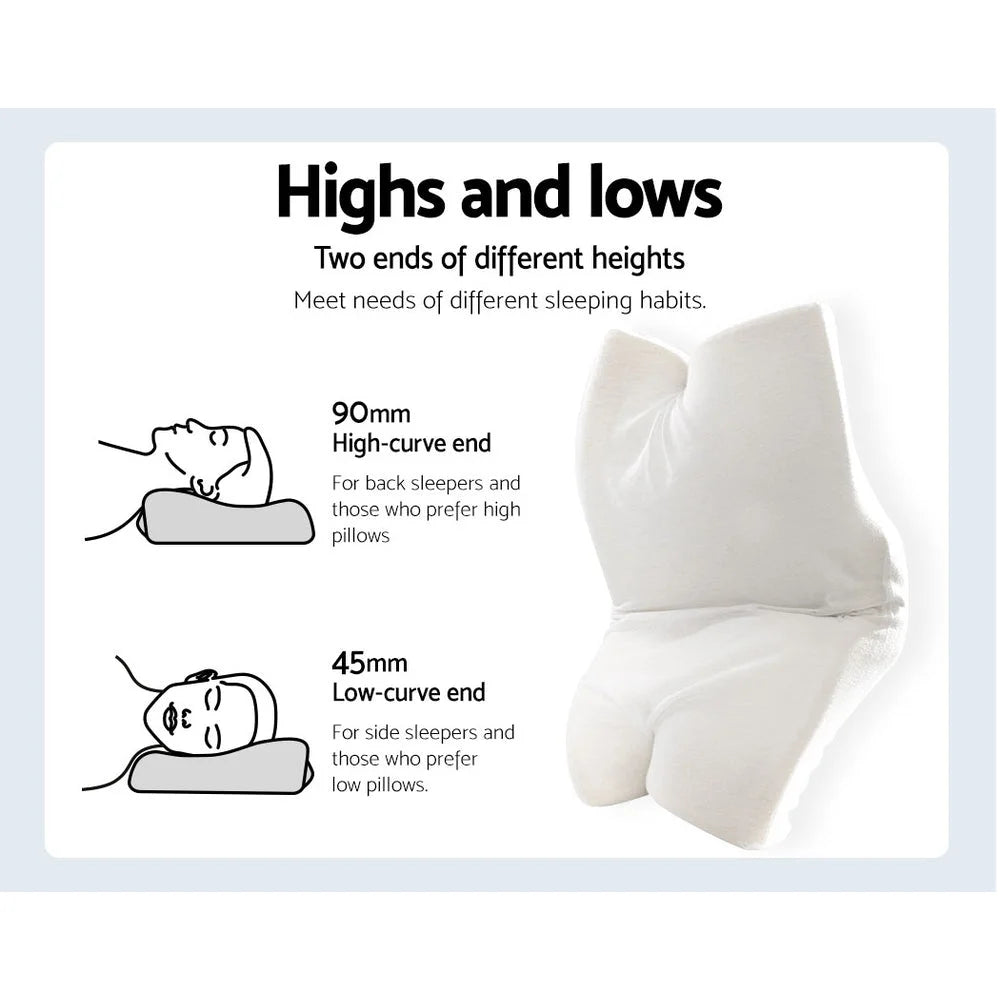 Contour memory foam pillow with shaped neck surface
