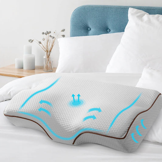 Foam memory pillow neck with boxed accessories and matching pieces