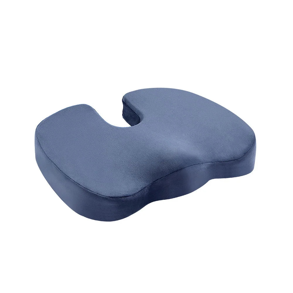 Blue chair with seat back and support frame