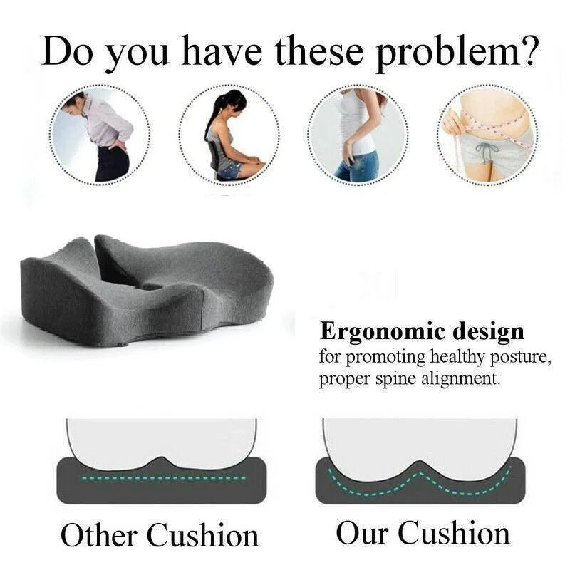 Memory Foam Seat Cushion Premium Coccyx Orthopedic Back